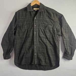 Naturalife Mens Wool‎ Blend Pinstripe Quilted Lined Shirt Jacket Gray Medium